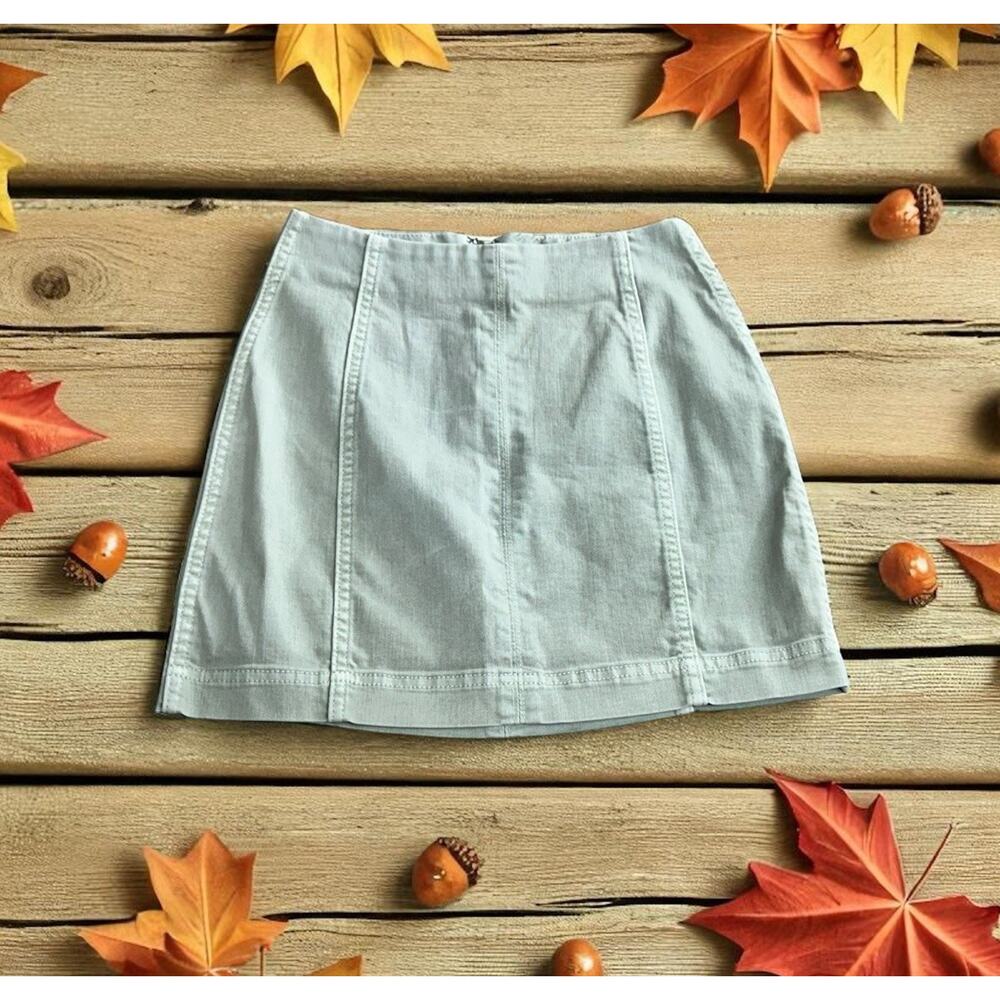 Wild Fable Seamed Denim Mini Skirt Sz 0 High-Rise Light Sage Green Wash Stretch